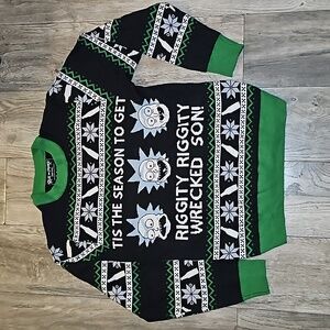 Rick and Morty adult swim print sweater festive alcohol beer design